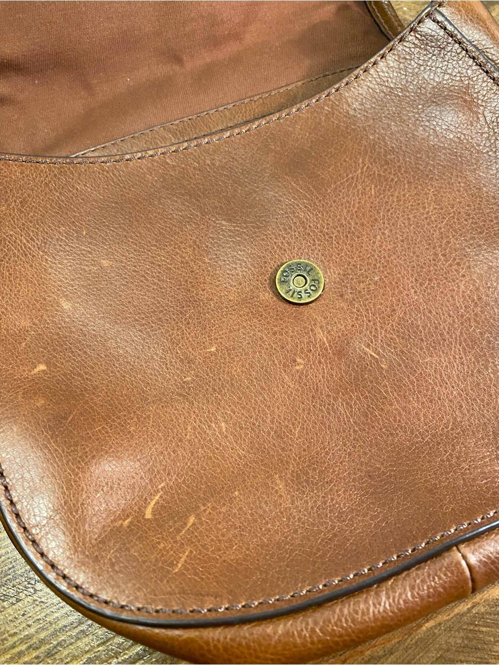FOSSIL Women's Brown Leather Tassel Crossbody Bag | Western Bohemian Style - Picture 6 of 16